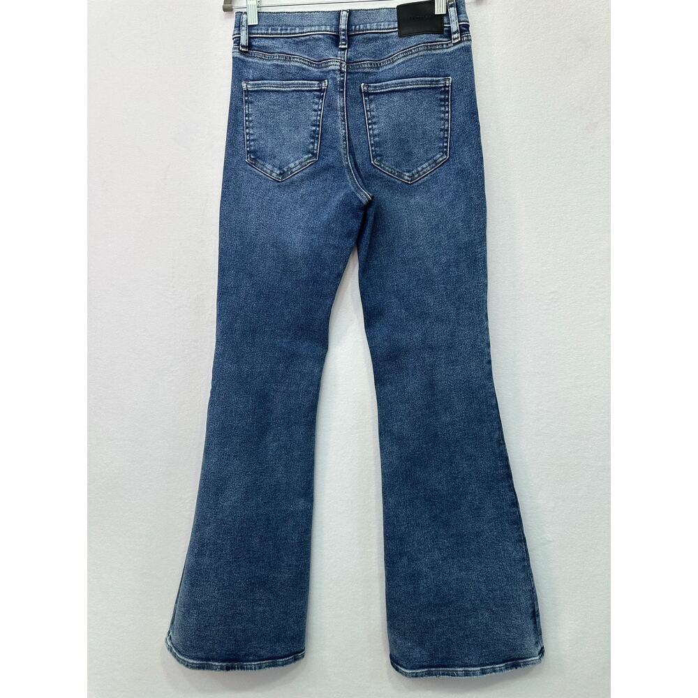 Express 70s Flare Mid Rise Jeans Blue Wash Stretch Denim Size 4R - Picture 3 of 15